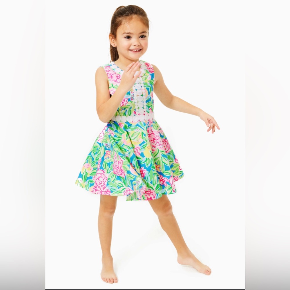 Lilly Pulitzer Girls Idala Cotton Dress Multi Grove Garden